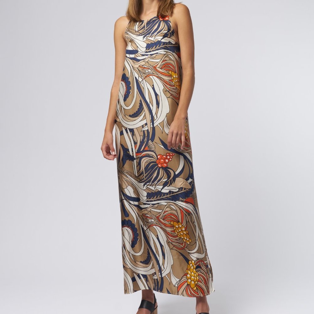 Le Prestic Ouiston Dress, Maxi, Marbella, Silk, Halter, Size Small